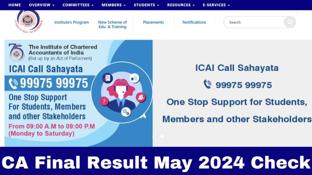 CA Final And CA Inter Result 2024